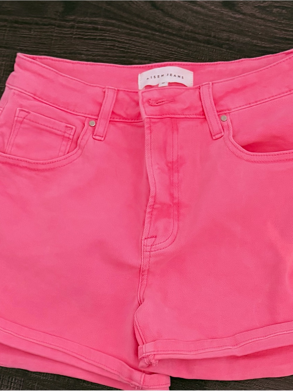 Risen denim shorts